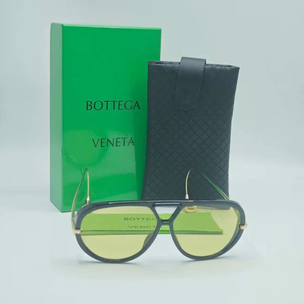 Bottega Veneta Black and Gold Sunglasses